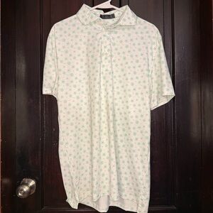 G/FORE White Polo with Green Pattern